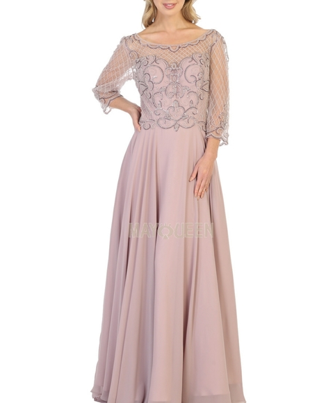 Mauve pink formal evening bridesmaid mother of the bride dress